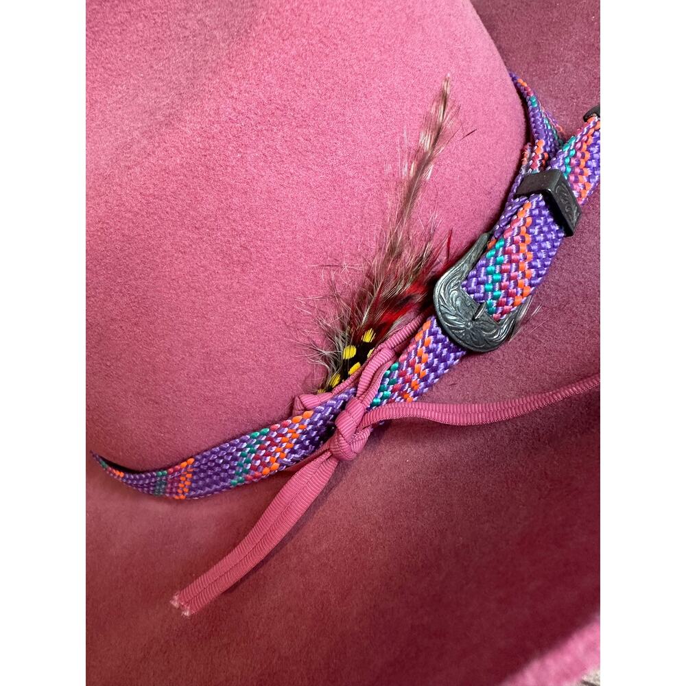 Vintage Dyna Felt USA Made Western Boho Hat Pink - Picture 3 of 14